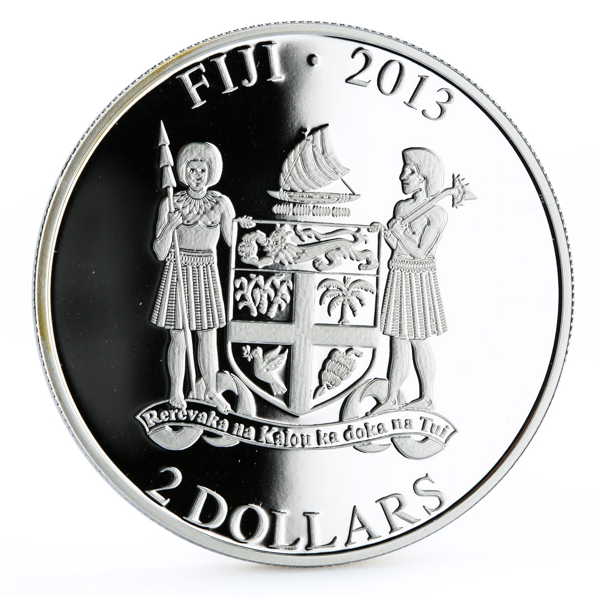 Fiji 2 dollars My Great Protector Weimraner Dog colored silver coin 2013