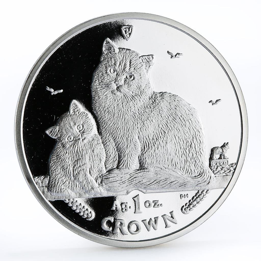 Isle of Man 1 crown Two Siberian Cats Home Pets proof silver coin 2013
