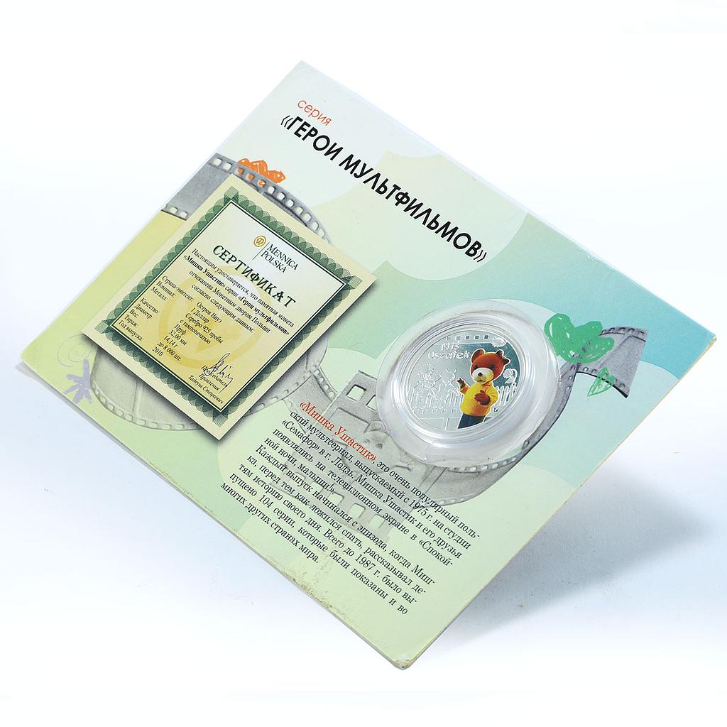 Niue 1 dollar Cartoon Characters Mis Uszatek colored proof silver coin 2010