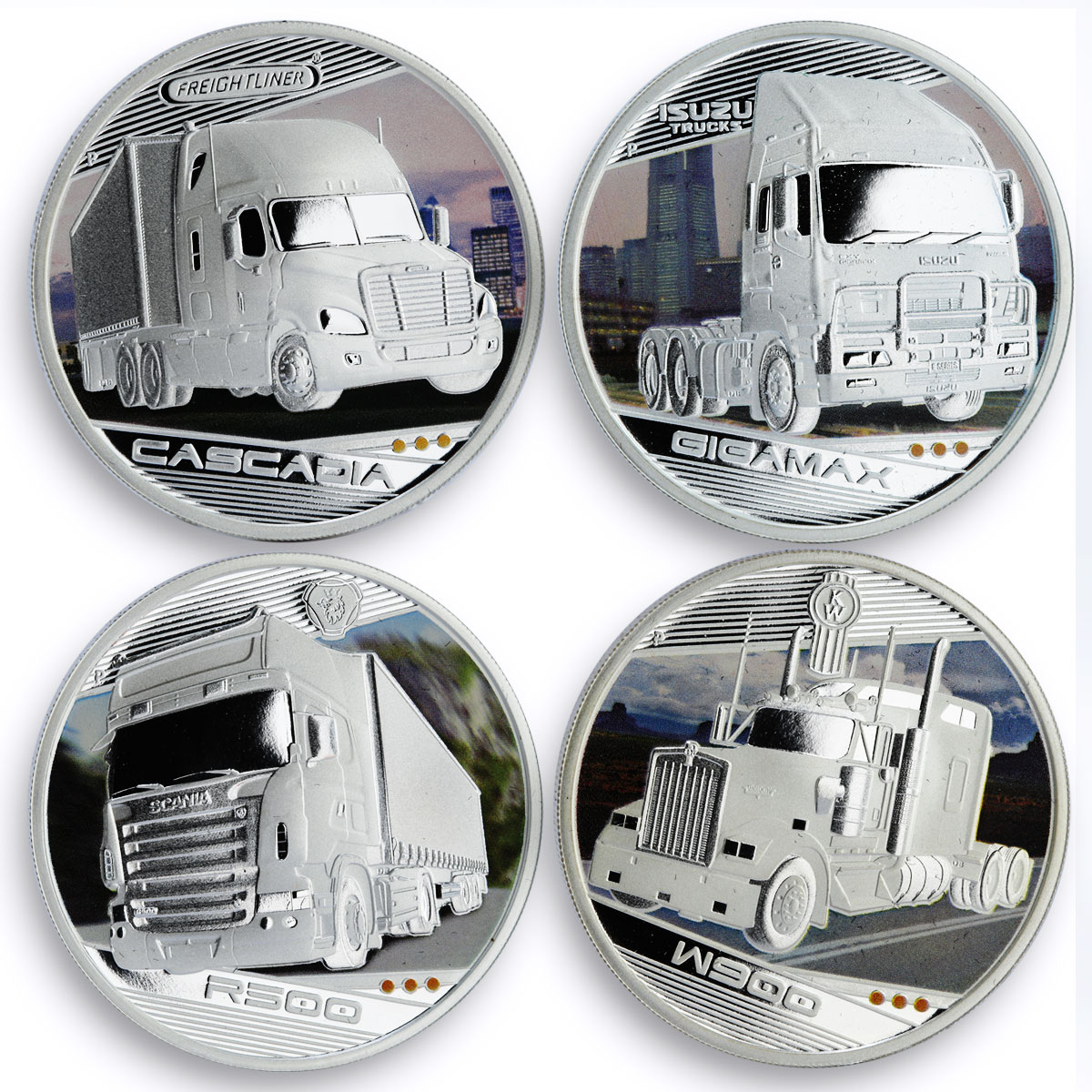 Tuvalu set of 4 coins Kings of the Road proof silver coins 2010