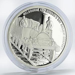 Cook Islands 1 dollar Melbourne Hobson Railway Company Train silver coin 2017