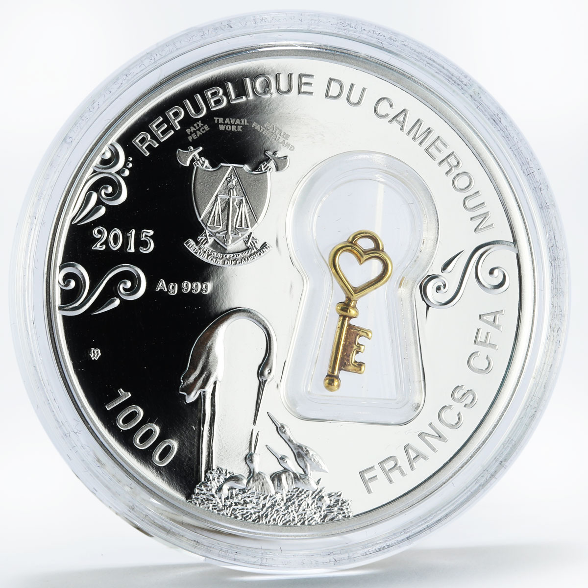 Cameroon 1000 francs Domestic Happiness Love Family Wedding silver coin 2015