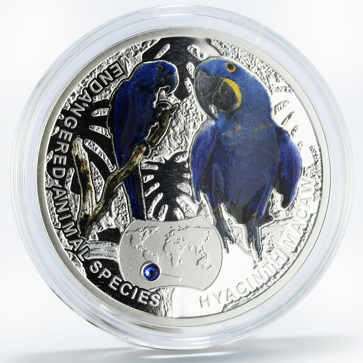 Niue 1 dollar Endangered Animal Species Hyacinth Macaw Parrot silver coin 2014