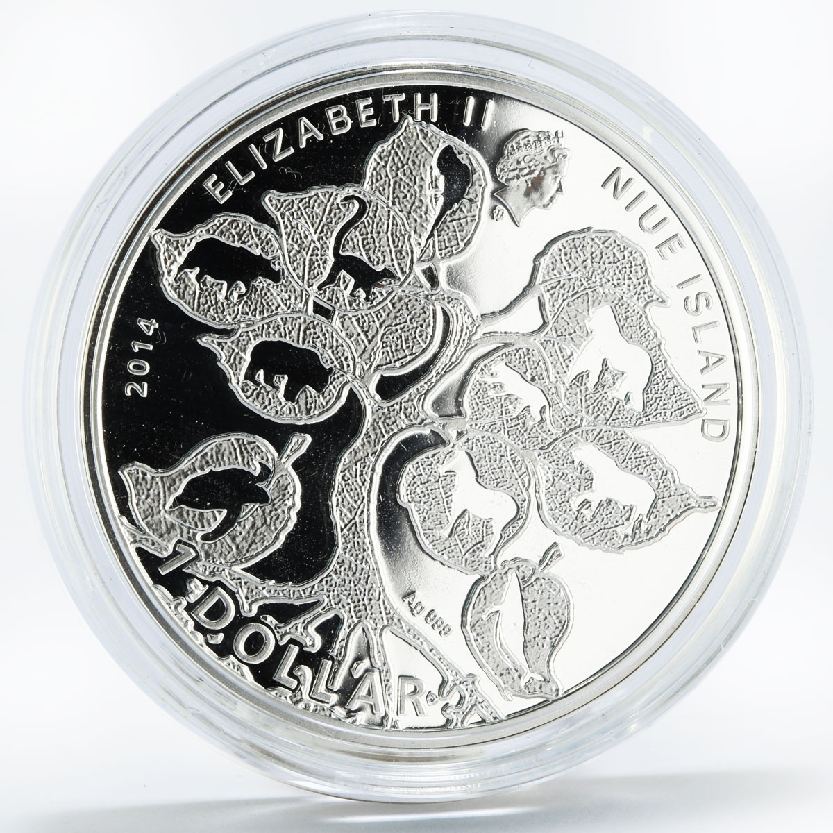 Niue 1 dollar Endangered Animal Species Hyacinth Macaw Parrot silver coin 2014