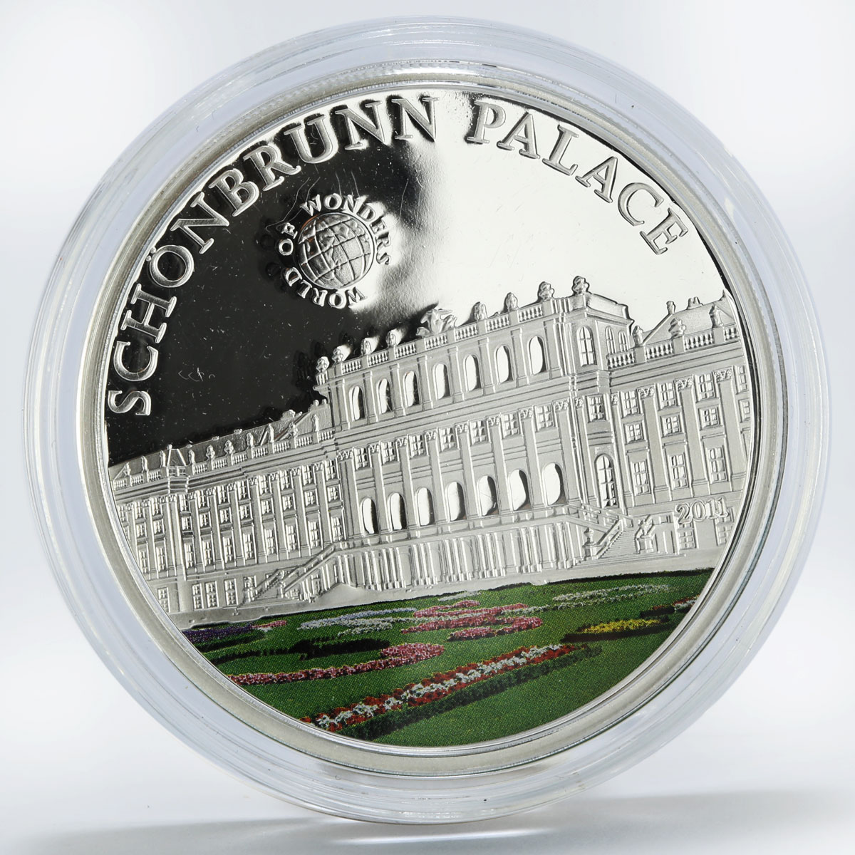 Palau 5 dollars World of Wonders Shonbrunn Palace colored proof silver coin 2011