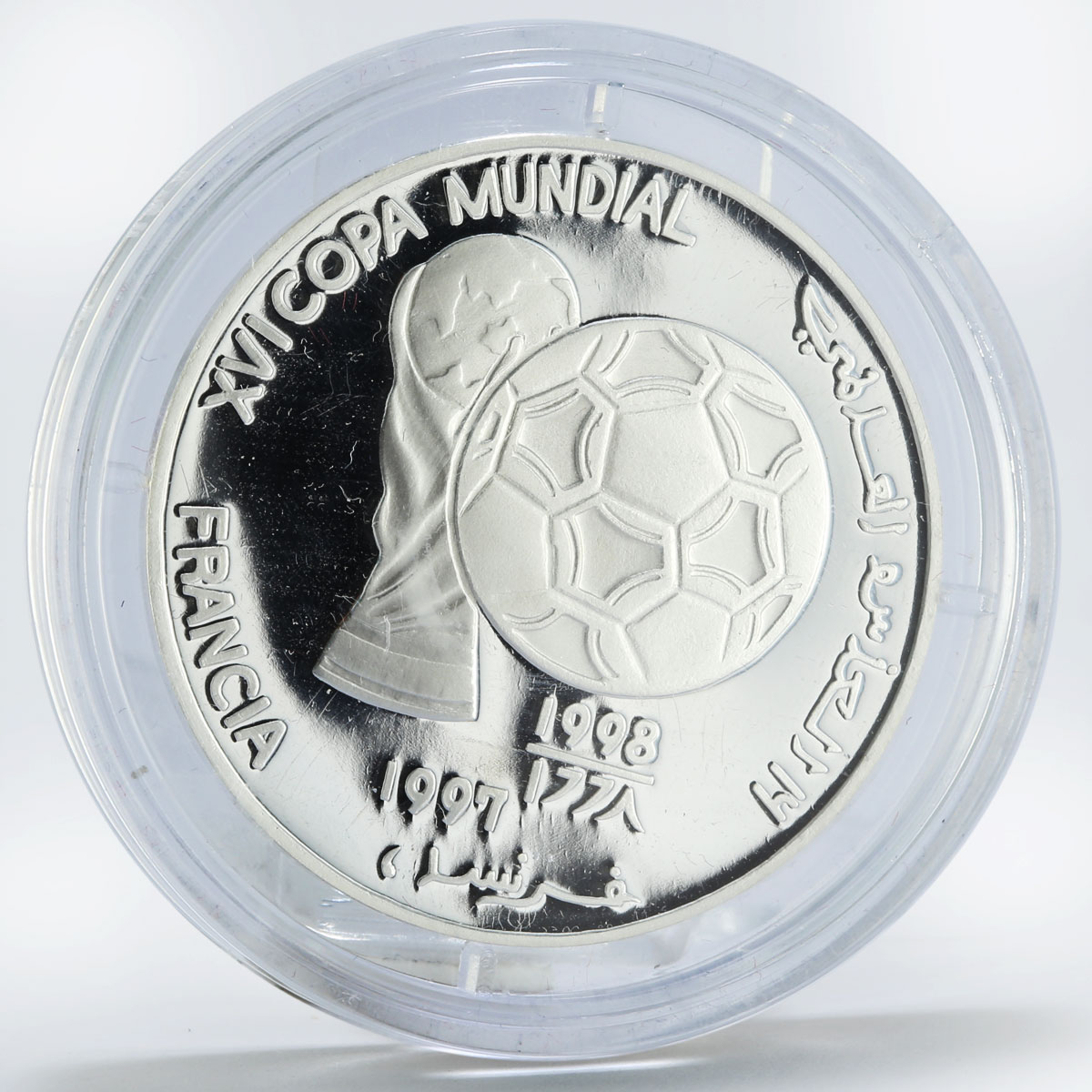 Sahrawi 1000 pesetas Football World Cup in France 1998 silver coin 1997