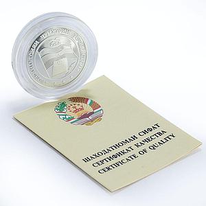 Tajikistan 5 somoni 10th Anniversary of the Constitution proof silver coin 2004