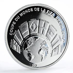 Benin 1000 francs Football World Cup in Brazil State Flags silver coin 2012