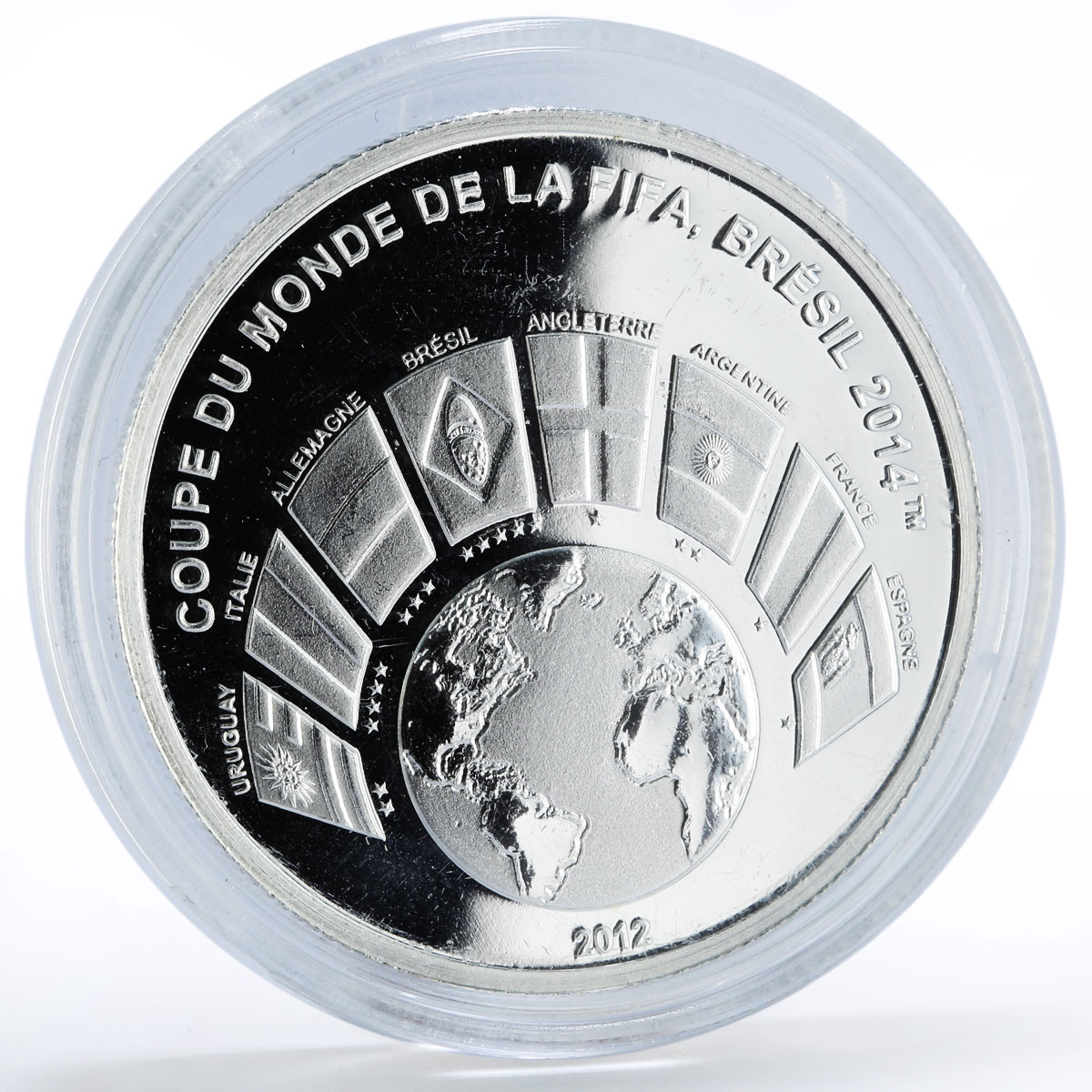 Benin 1000 francs Football World Cup in Brazil State Flags silver coin 2012