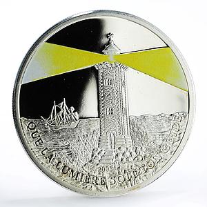 Congo 10 francs Lighthouse Ship Sea Rock Island colored silver coin 2006