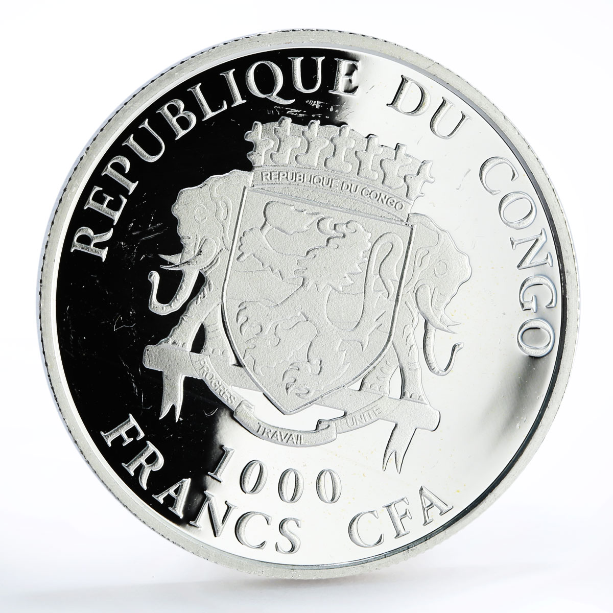 Congo 1000 francs Football World Cup in Brazil Players gilded silver coin 2012