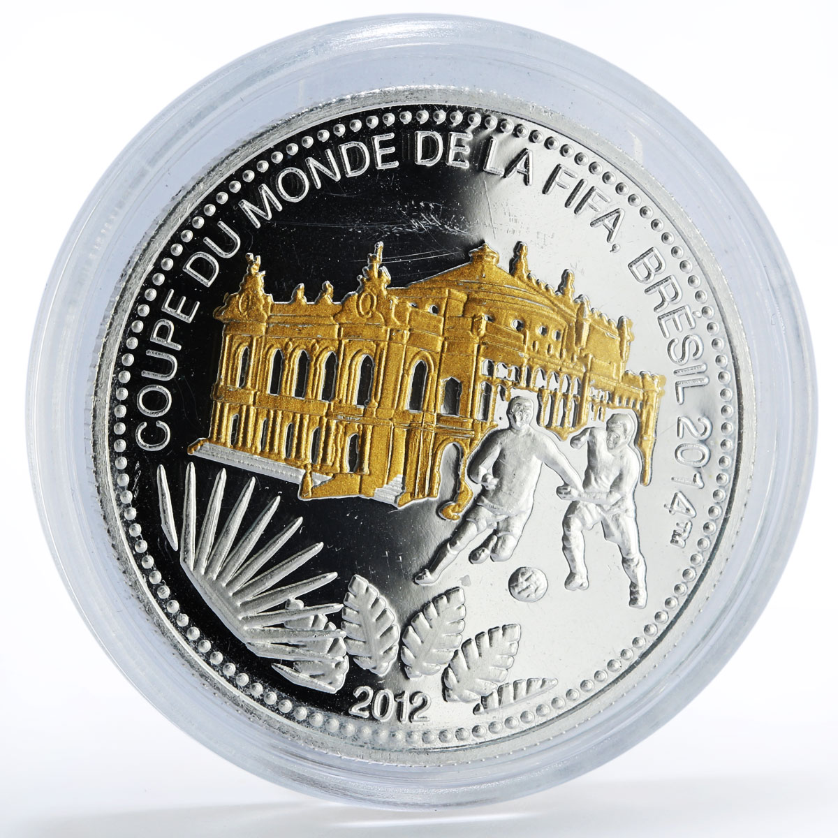 Congo 1000 francs Football World Cup in Brazil Players gilded silver coin 2012