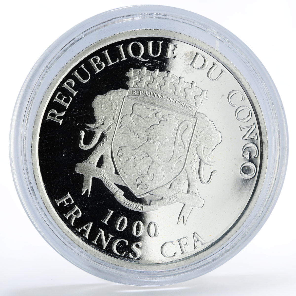 Congo 1000 francs Football World Cup in Brazil Players gilded silver coin 2012