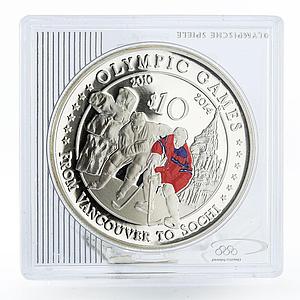 Cook Islands 10 dollars Vancouver Sochi Russia Hockey Olympic silver coin 2011