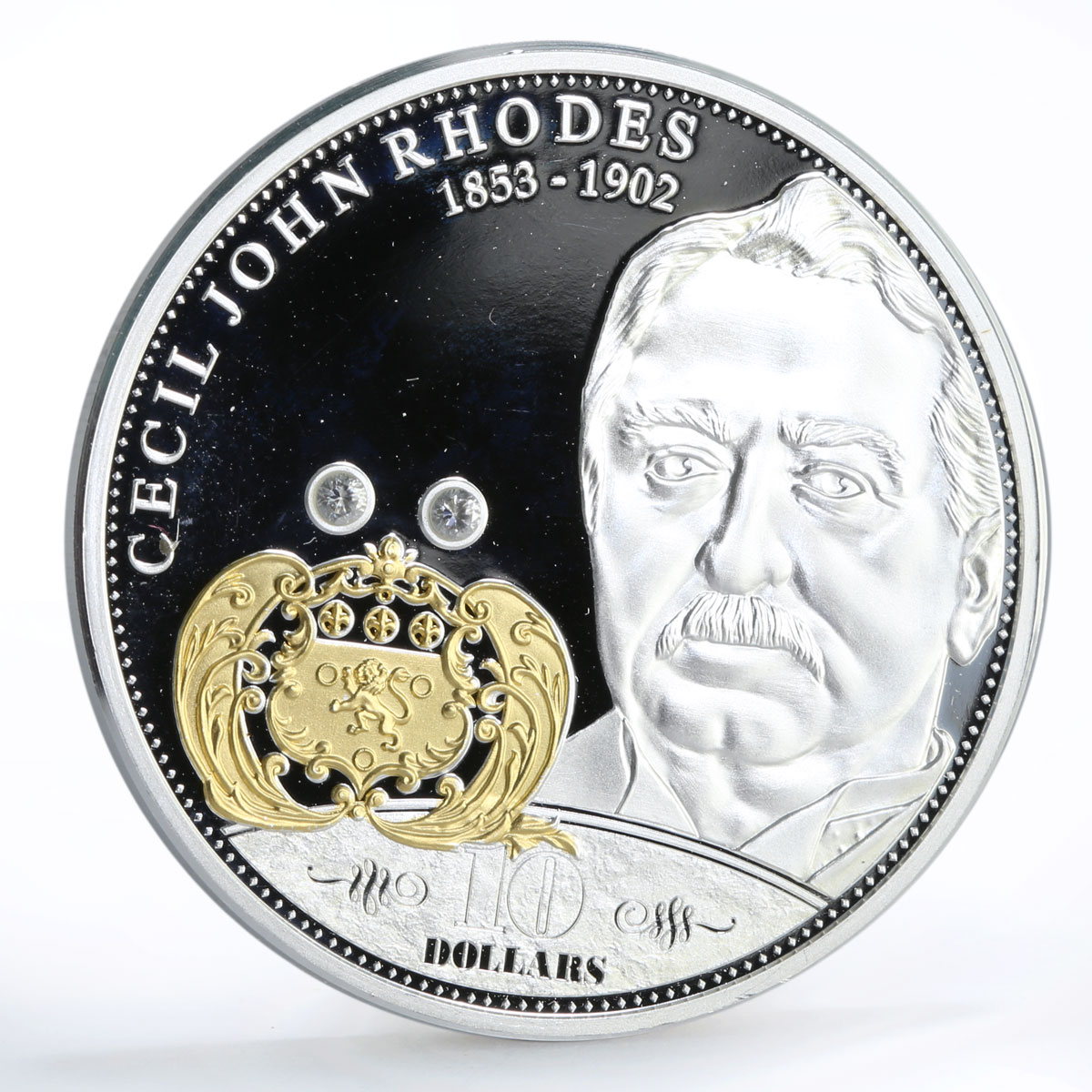 Cook Islands 10 dollars Financial Tycoons Cecil Rhodes gilded silver coin 2009