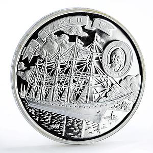 Cook Islands 5 dollars Tall Ships France II Ship Clipper silver coin 2008