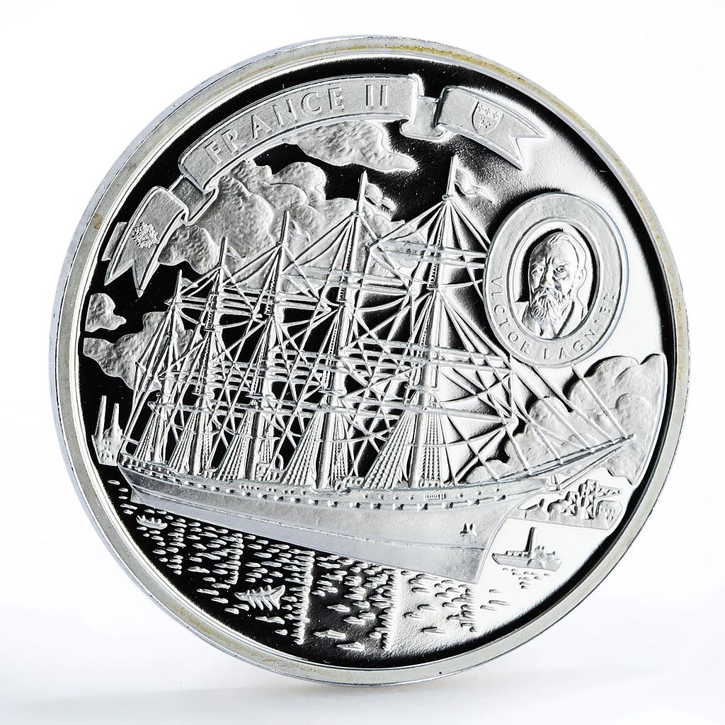 Cook Islands 5 dollars Tall Ships France II Ship Clipper silver coin 2008