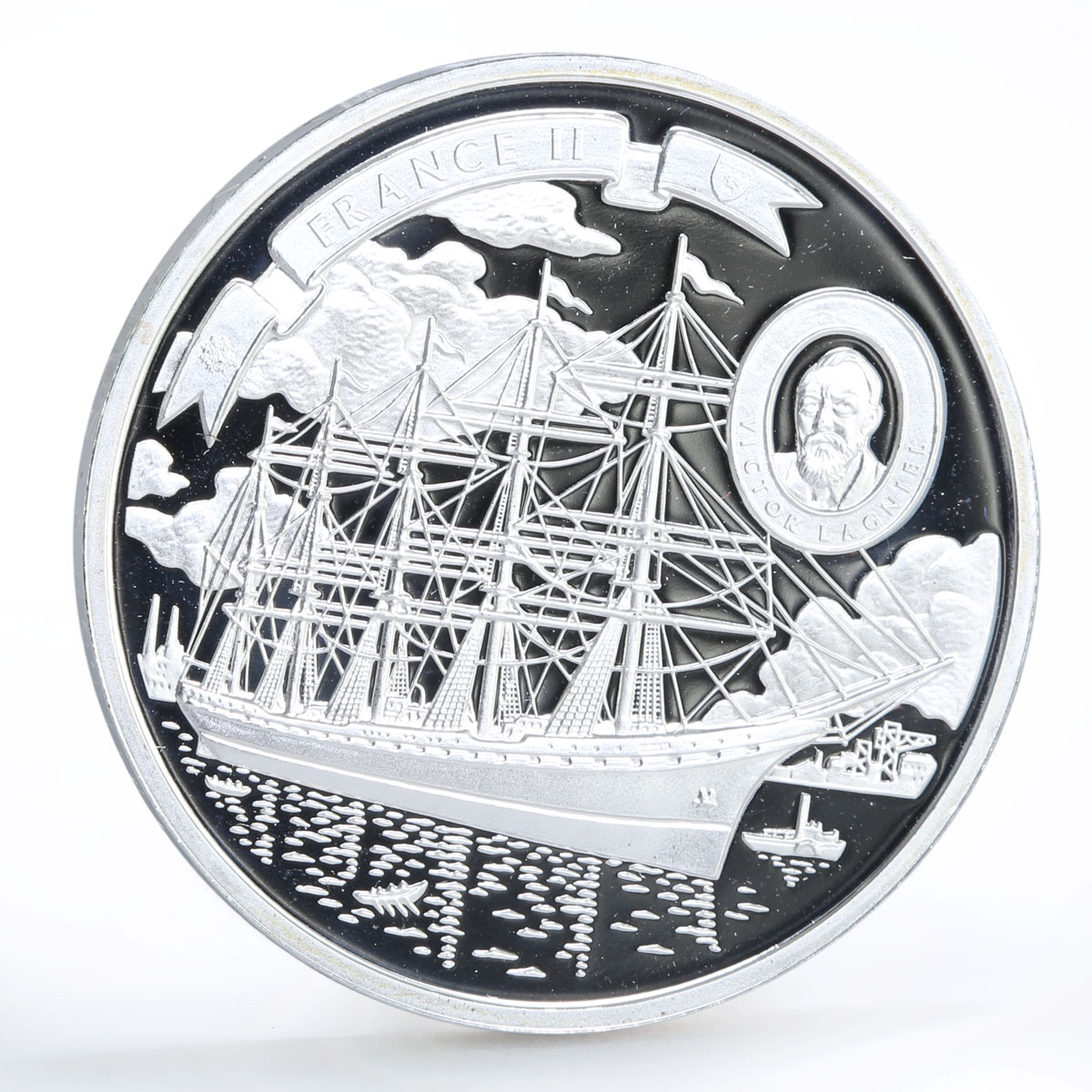 Cook Islands 5 dollars Tall Ships France II Ship Clipper silver coin 2008