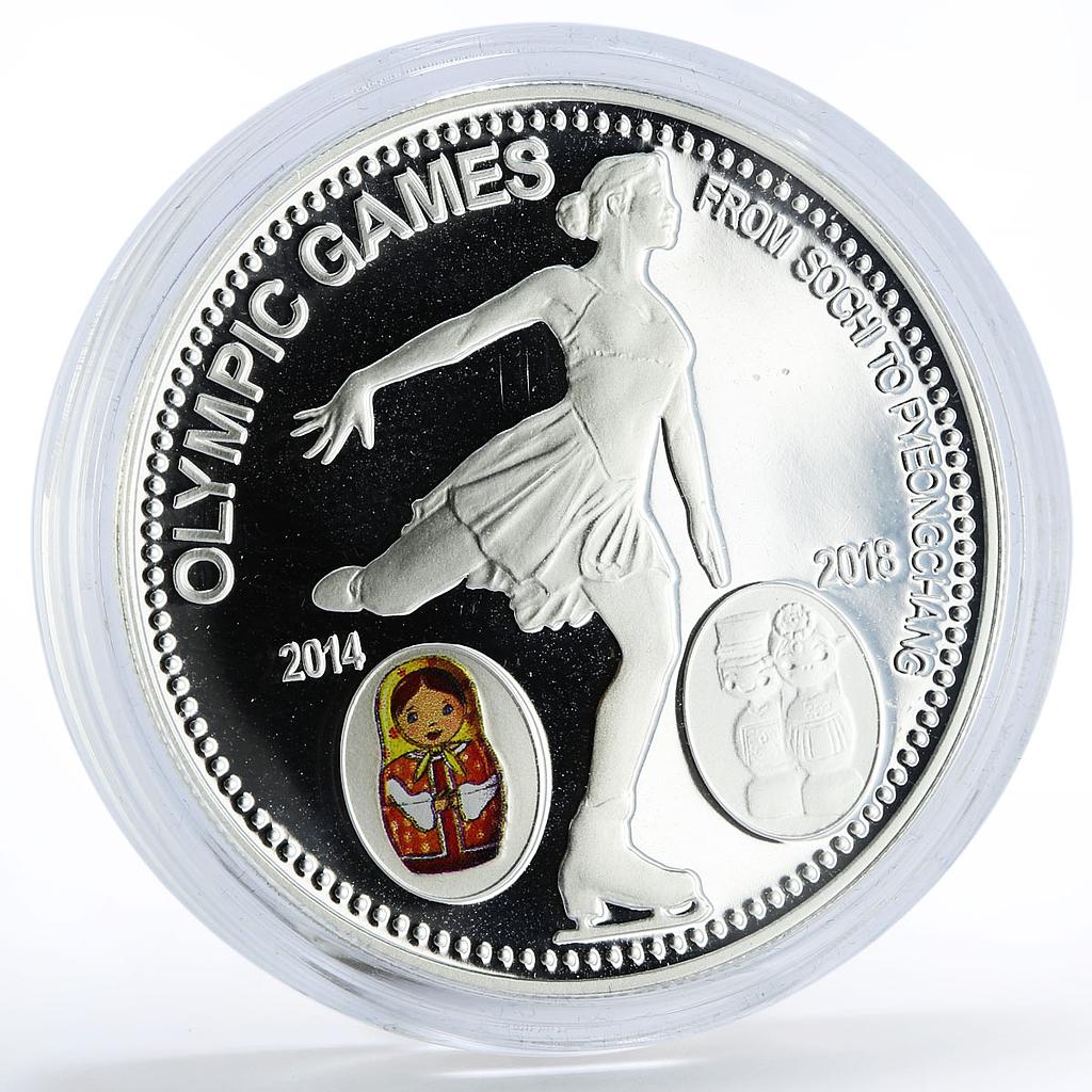 Laos 1000 kip Olympic Games Figure Skating silver proof coin 2014