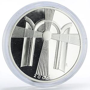 Lithuania 50 litu New Millennium Arch proof silver coin 2000