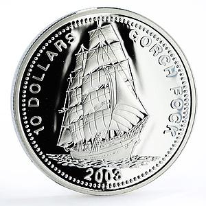 Liberia 10 dollars Clipper Gorch Fock Ship proof silver coin 2003