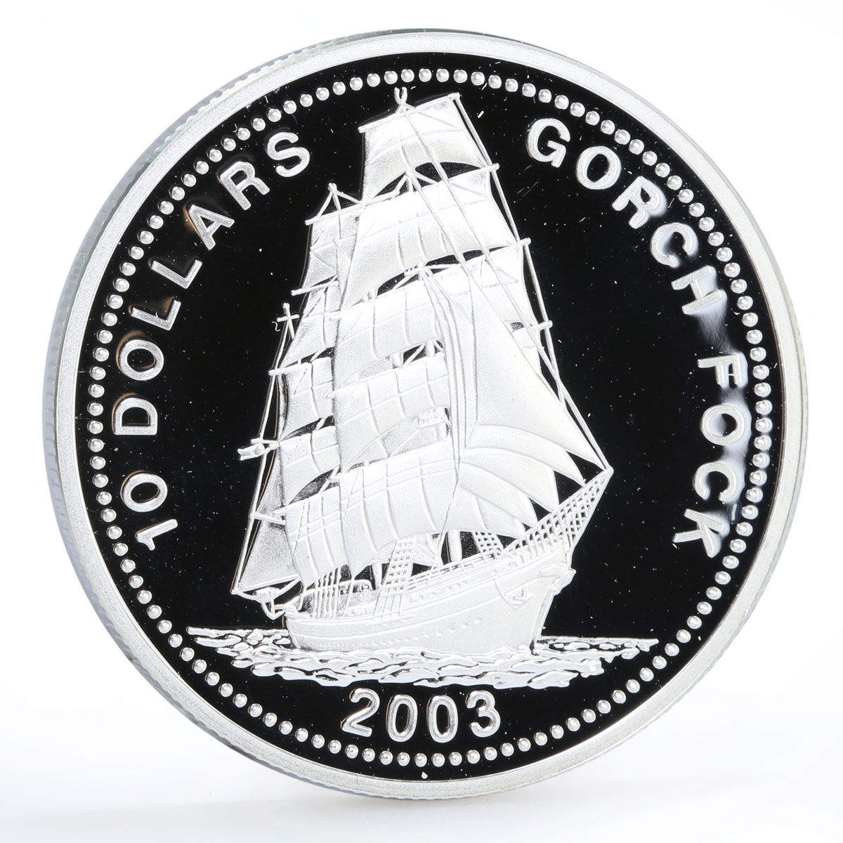 Liberia 10 dollars Clipper Gorch Fock Ship proof silver coin 2003