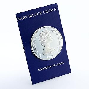 Solomon Islands 5 dollars Coronation Jubilee Royal Symbols silver coin 1983