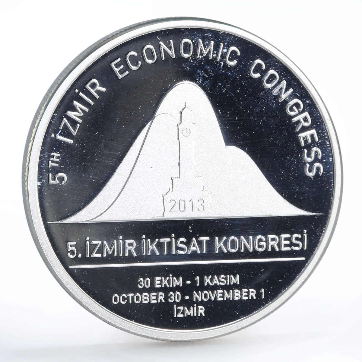 Turkey 50 lira 5th Izmir Economic Congress Summit Monument silver coin 2013