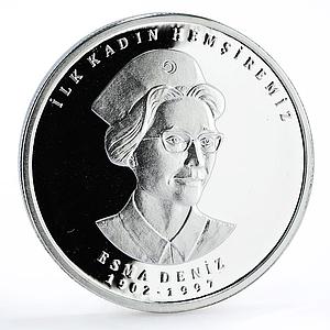 Turkey 20 lira First Turkish Nurse Esma Deniz Red Cross proof silver coin 2015