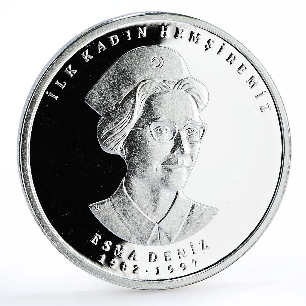 Turkey 20 lira First Turkish Nurse Esma Deniz Red Cross proof silver coin 2015