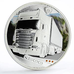 Tuvalu 1 dollar Kings of the Road R500 Truck colored silver coin 2010