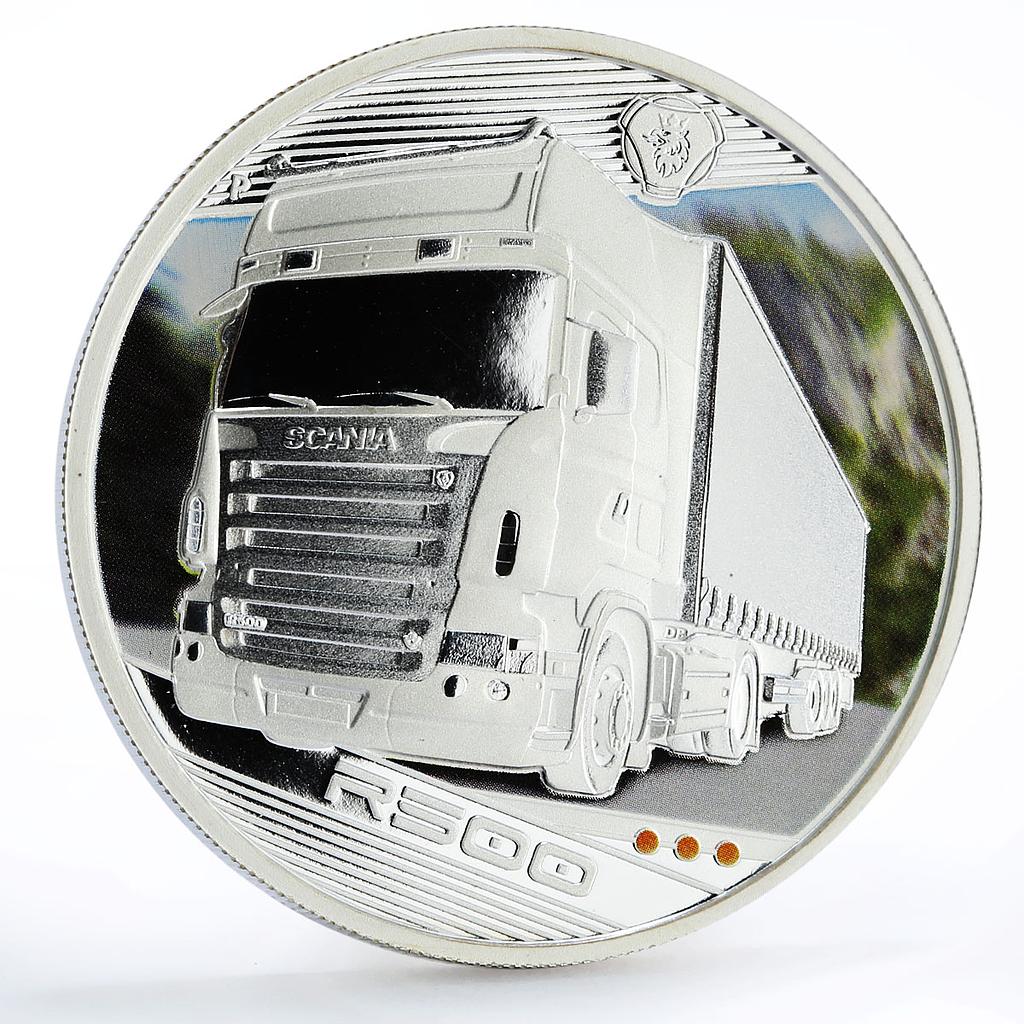 Tuvalu 1 dollar Kings of the Road R500 Truck colored silver coin 2010