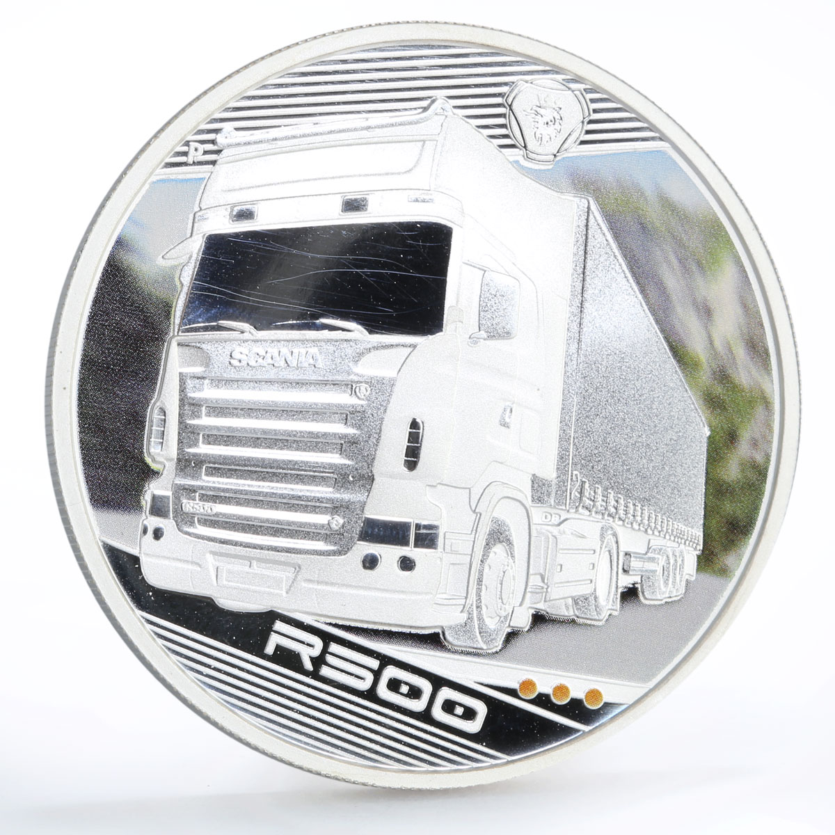 Tuvalu 1 dollar Kings of the Road R500 Truck colored silver coin 2010