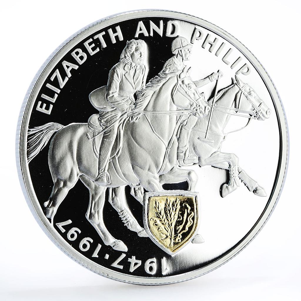 Uganda 2000 shillings Elizabeth and Phillip Golden Wedding silver coin 1997