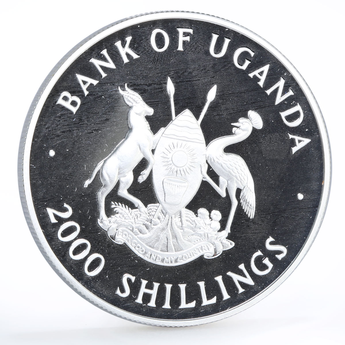 Uganda 2000 shillings Elizabeth and Phillip Golden Wedding silver coin 1997