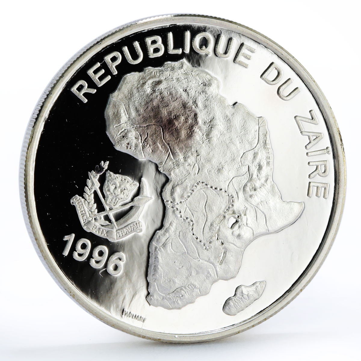 Zaire 500 francs African Wildlife Fauna Gorilla proof silver coin 1996