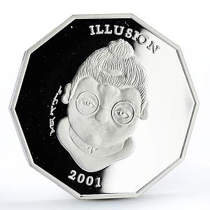 Liberia 10 dollars Female or Male Illusion silver coin 2001