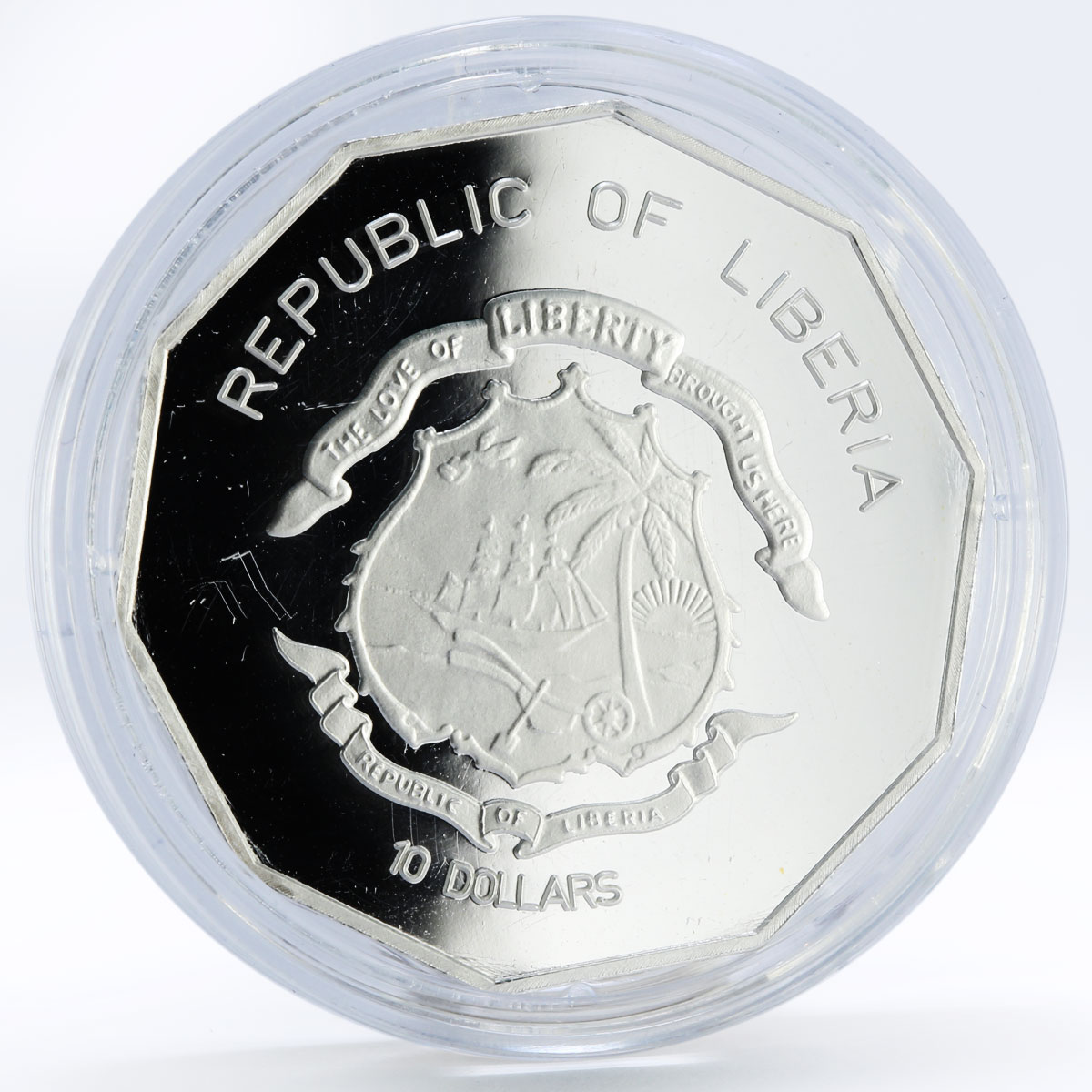 Liberia 10 dollars Female or Male Illusion silver coin 2001