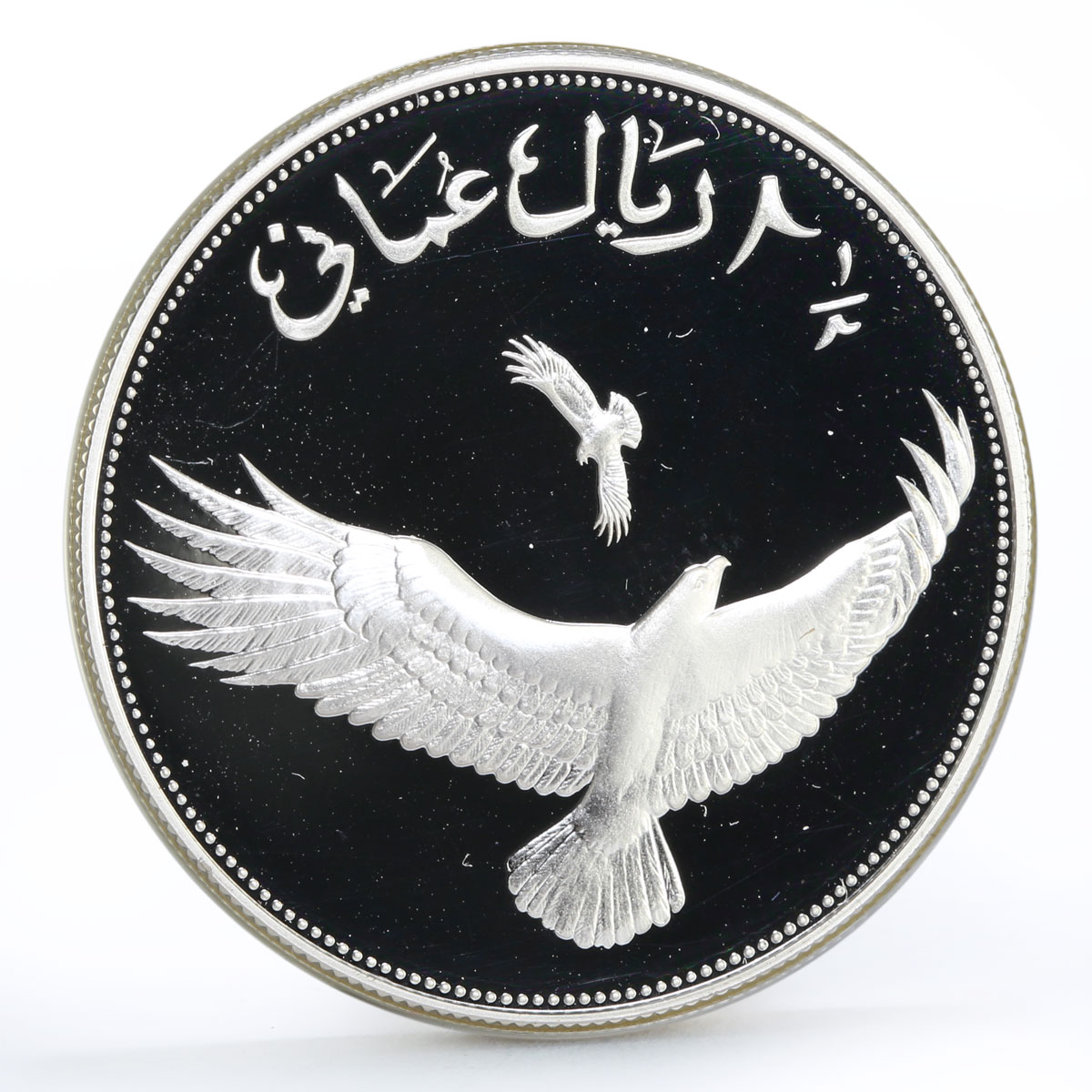Oman 2,5 rials World Wildlife Fund Fauna Verreaux's Eagle Bird silver coin 1987