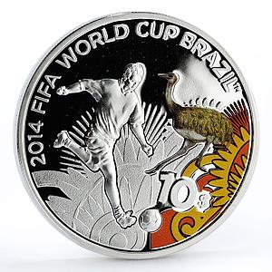 Solomon Islands 10 dollars Football World Cup in Brazil Player silver coin 2012
