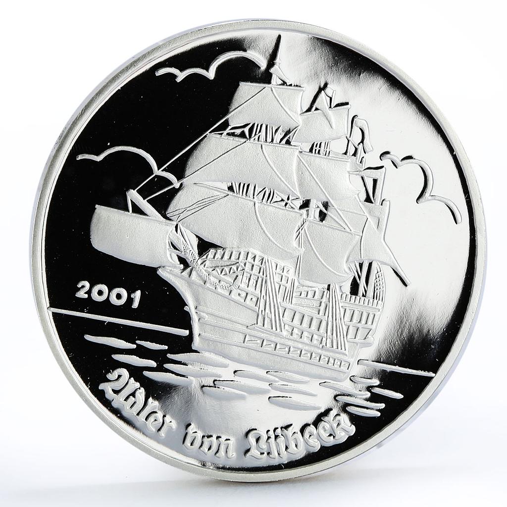 Togo 1000 francs Adler von Lubeck German Sailing Ship proof silver coin 2001