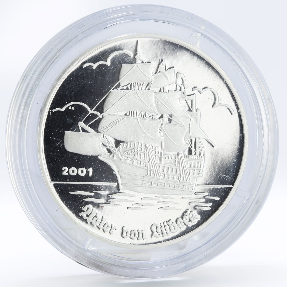 Togo 1000 francs Adler von Lubeck German Sailing Ship proof silver coin 2001