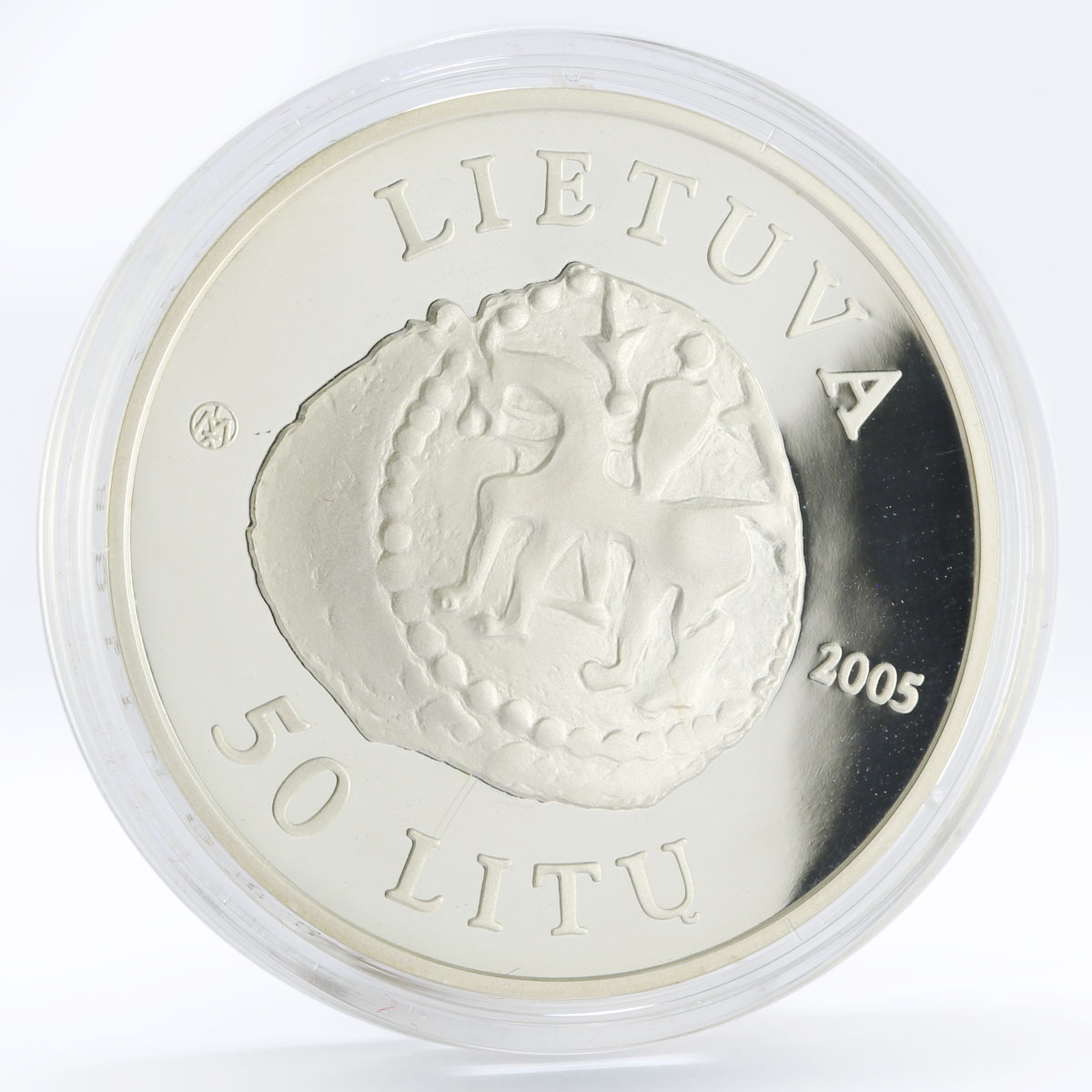 Lithuania 50 litu Architecture Castles Kernave proof silver coin 2005