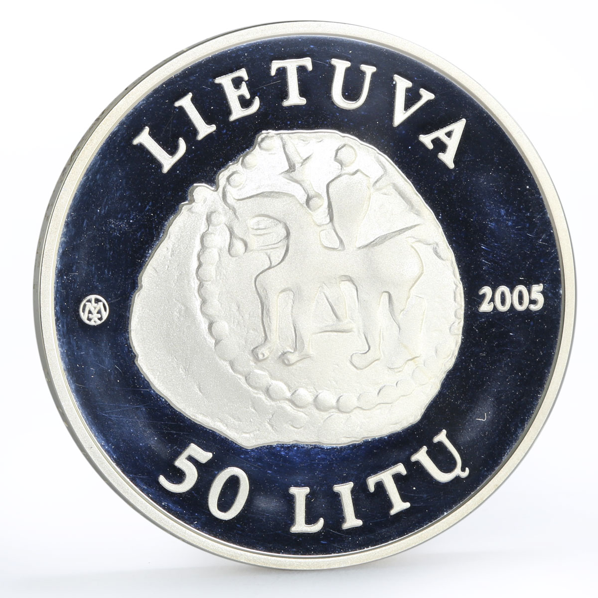 Lithuania 50 litu Architecture Castles Kernave proof silver coin 2005