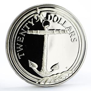 British Virgin Islands 20 dollars Caribbean Treasures Anchor silver coin 1985