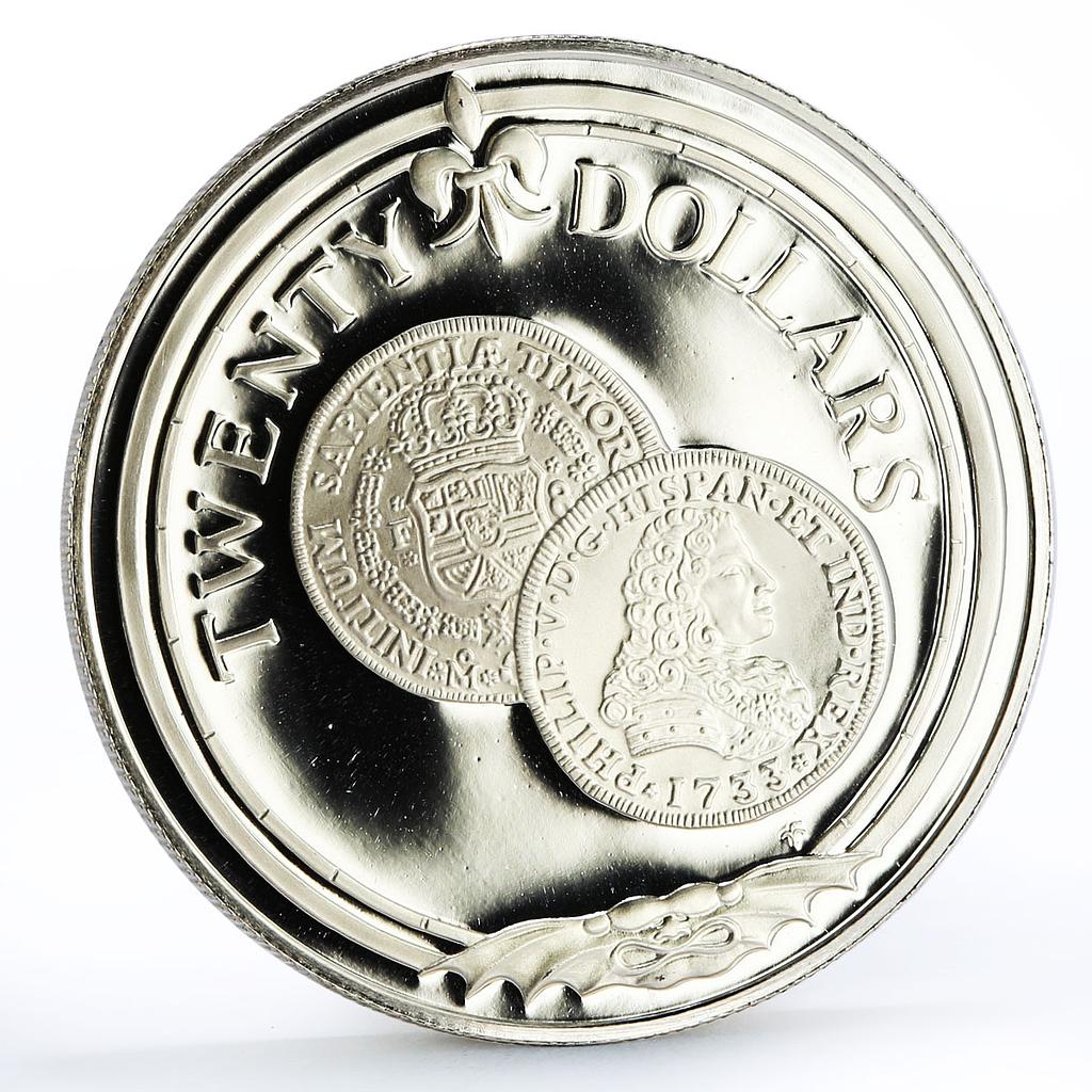 British Virgin Islands 20 dollars Gold Ecsudo proof silver coin 1985