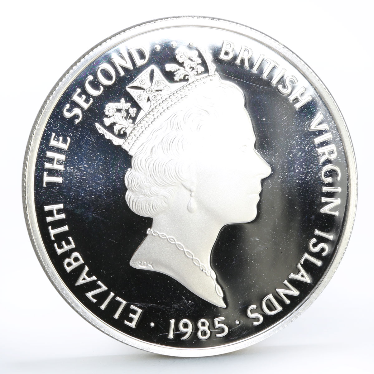 British Virgin Islands 20 dollars Ivory Sundial proof silver coin 1985