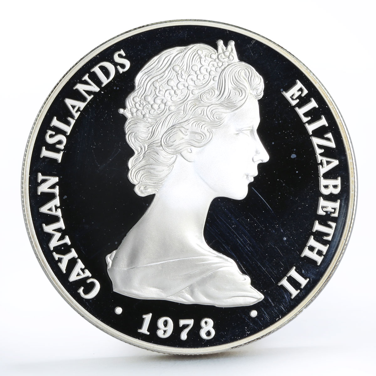 Cayman Islands 25 dollars 25th Coronation Jubilee Royal Chair silver coin 1978
