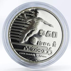 Mexico 50 pesos Football World Cup in Mexico Player proof silver coin 1985