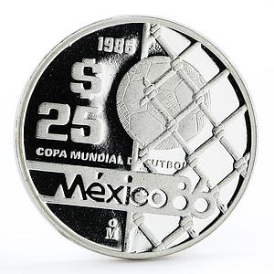 Mexico 25 pesos Football World Cup in Mexico Goal Ball proof silver coin 1986